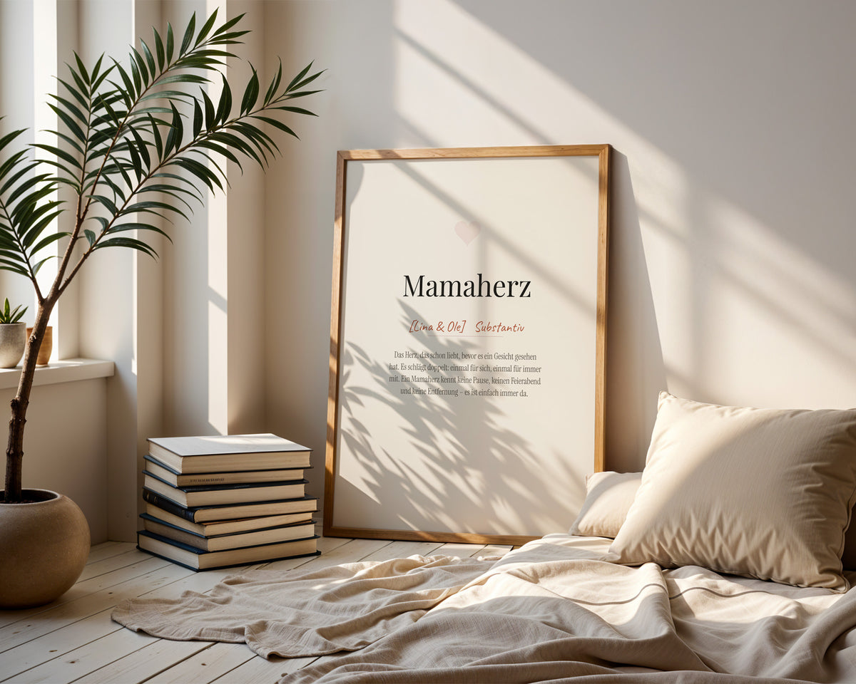 Mamaherz – gerahmtes Poster an der Wand
