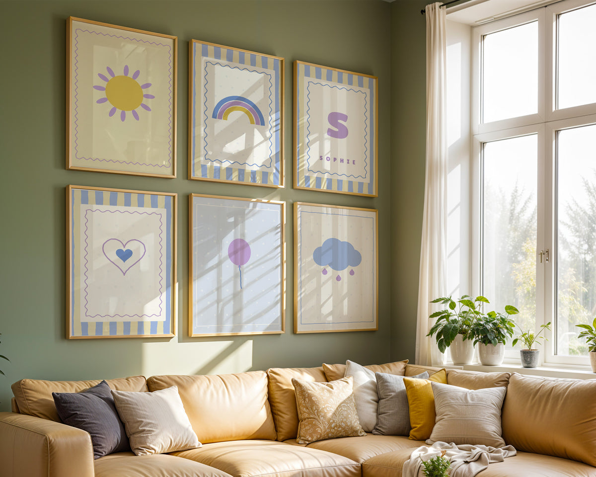 Namensposter 6er-Set „Pastell & Welle“ – Poster-Motiv