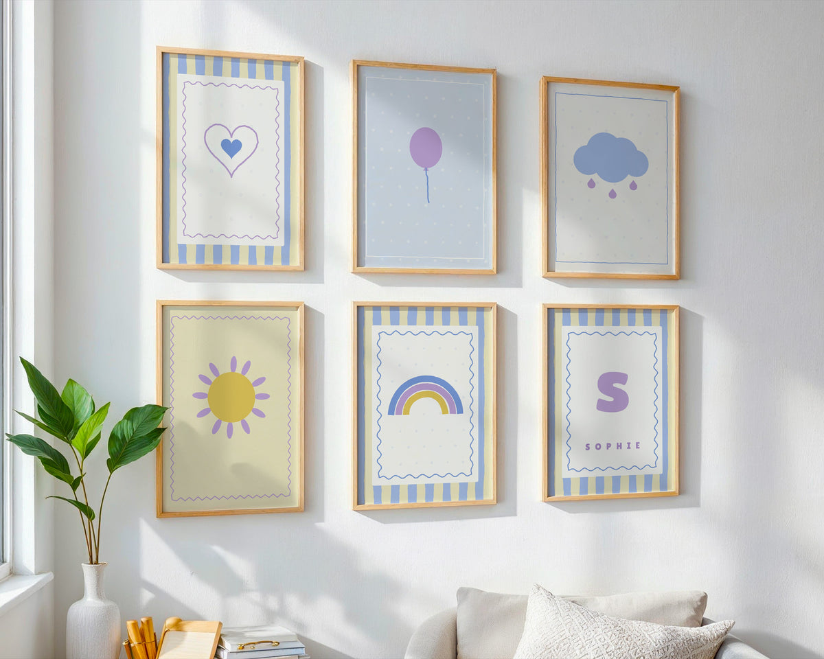 Namensposter 6er-Set „Pastell & Welle“ – Poster-Motiv