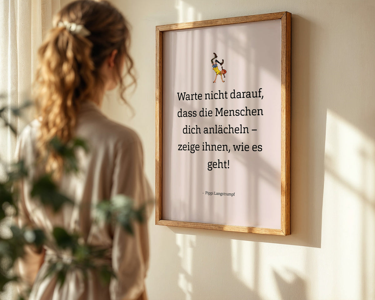 Pippi – Warte nicht darauf – gerahmtes Poster in der Hand