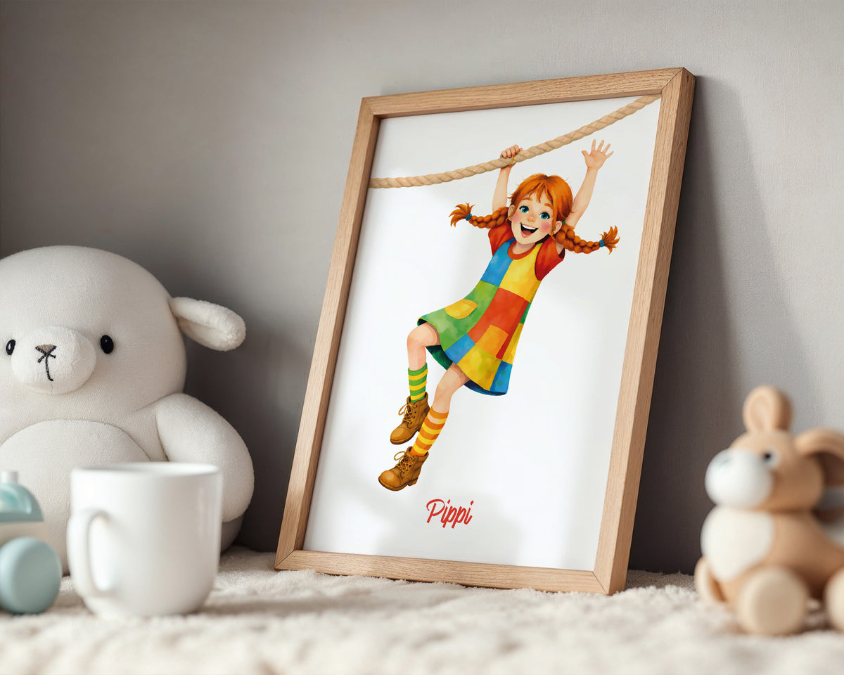 Pippi am Seil – Poster im Kinderzimmer