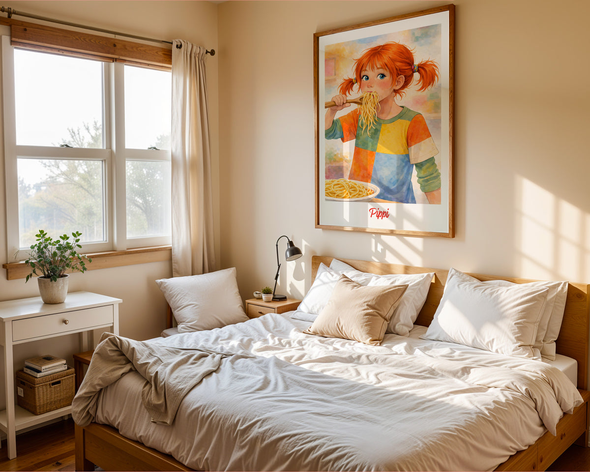 „Pippi – Spaghetti“ – poster in a bedroom