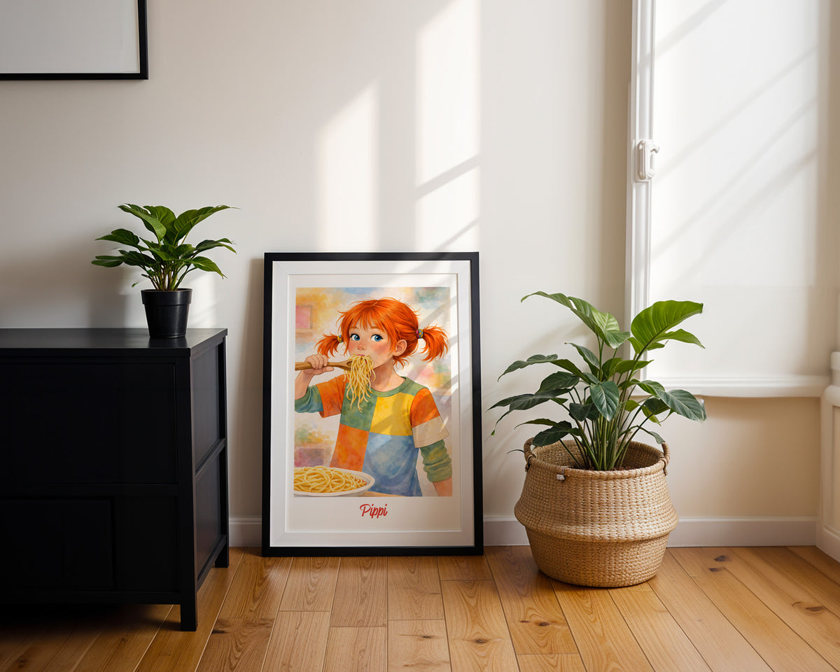„Pippi – Spaghetti“ – framed poster on the wall