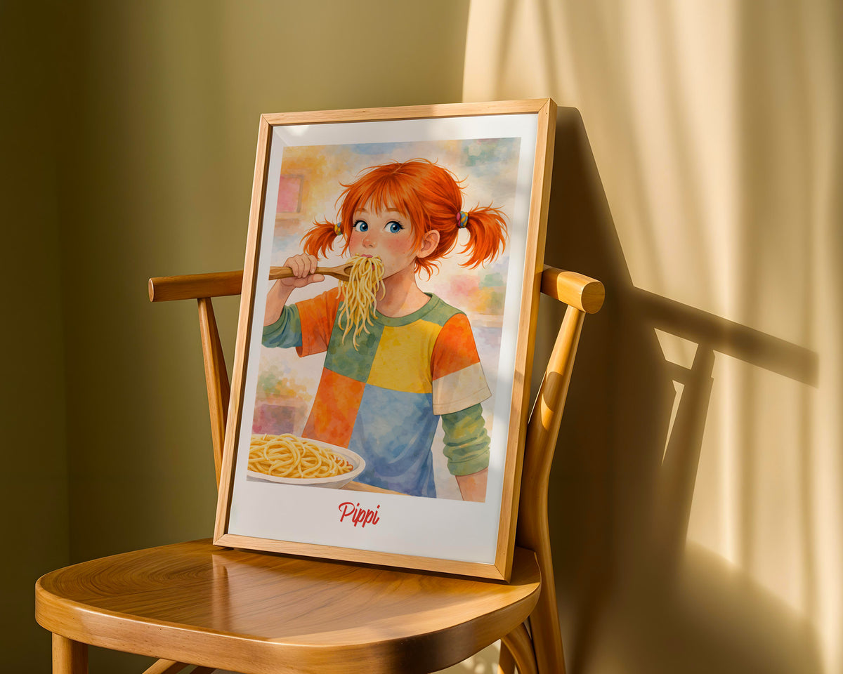 „Pippi – Spaghetti“ – framed poster on the wall