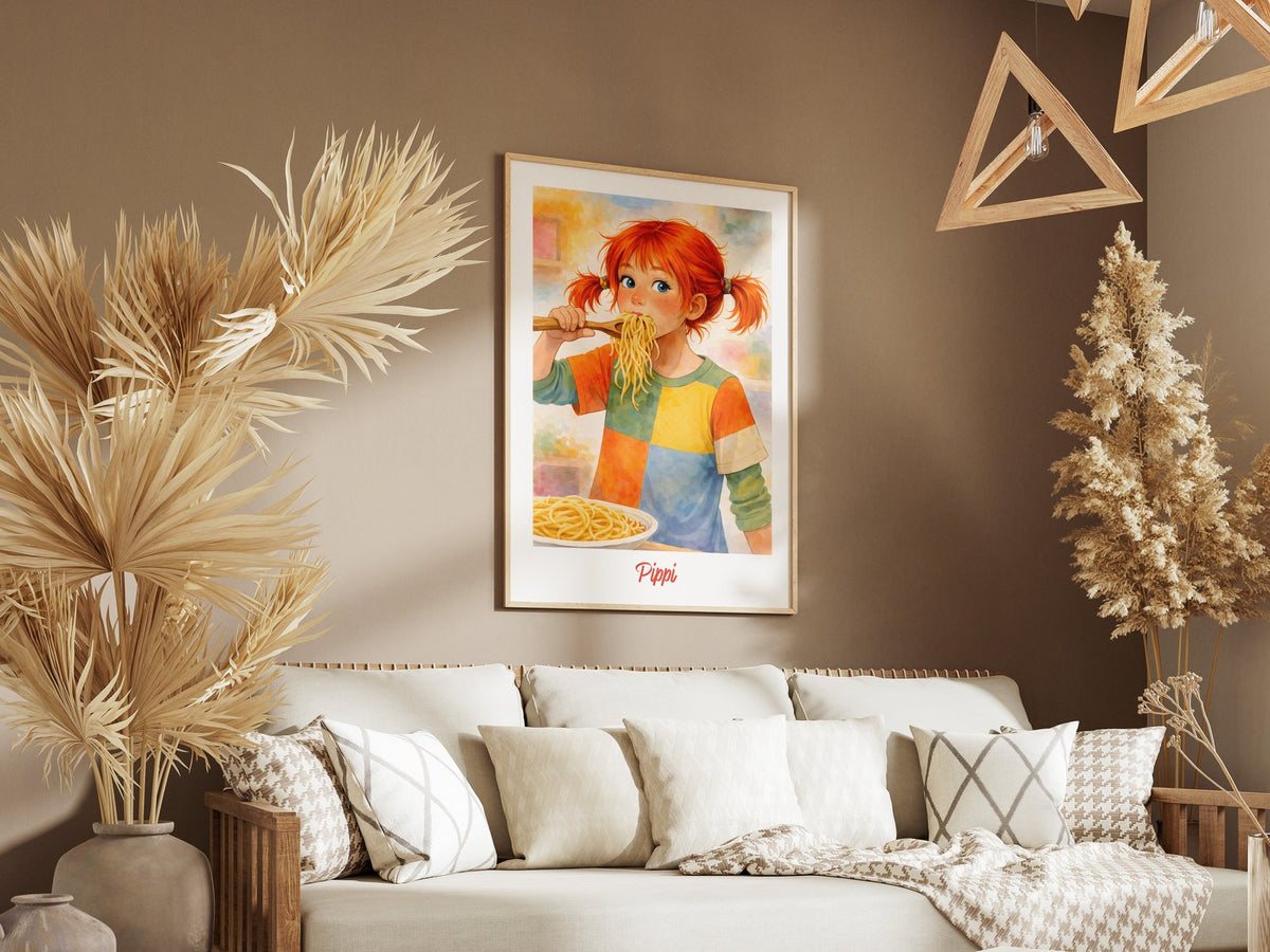 „Pippi – Spaghetti“ – framed poster on the wall