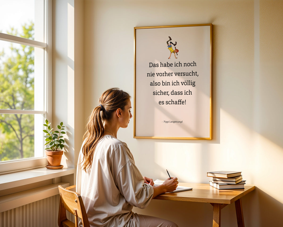 Pippi – Das habe ich noch nie versucht – gerahmtes Poster in der Hand
