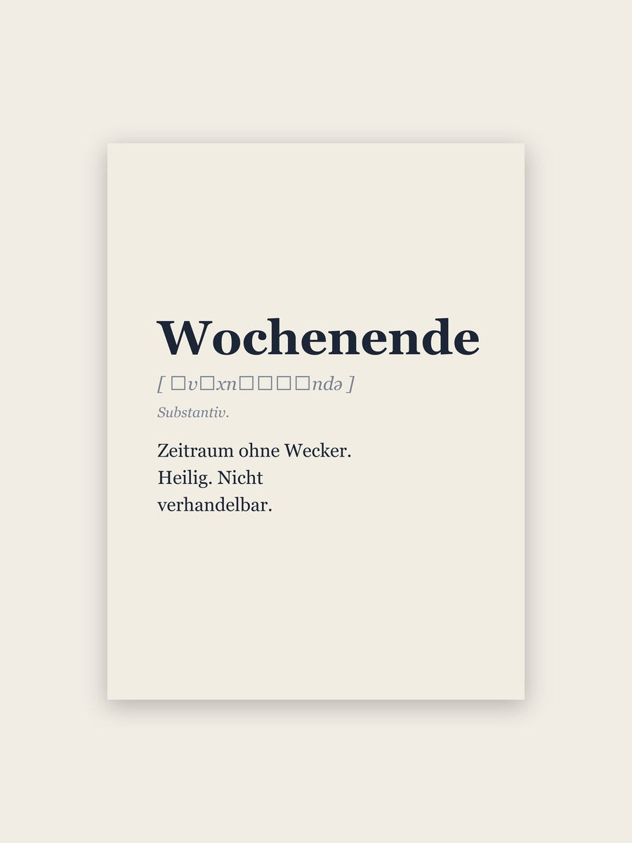 Wochenende Definition Poster