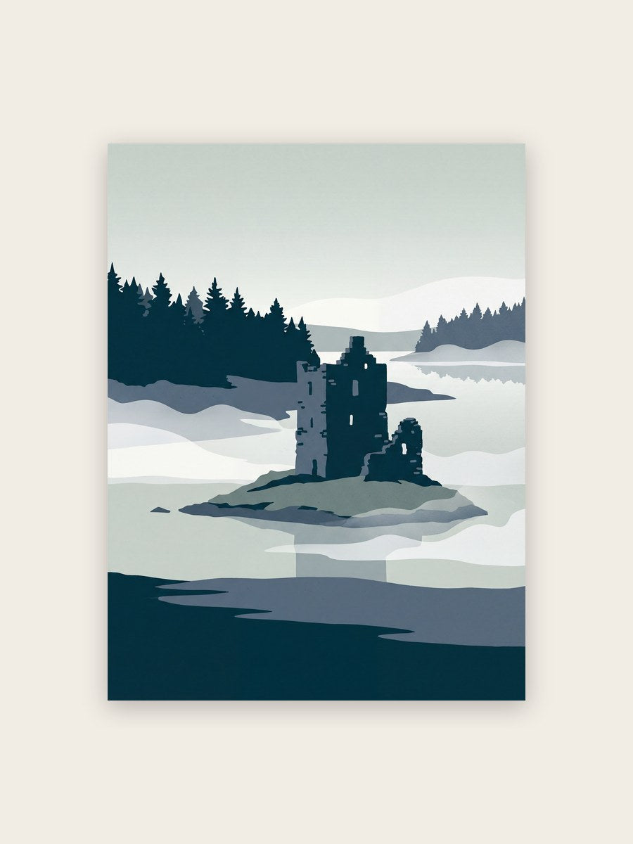 Burgruine im Nebel Poster