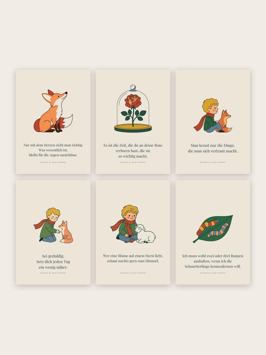 Kleiner Prinz 6er-Set – Fuchs & Rose – inspiriert von Der kleine Prinz