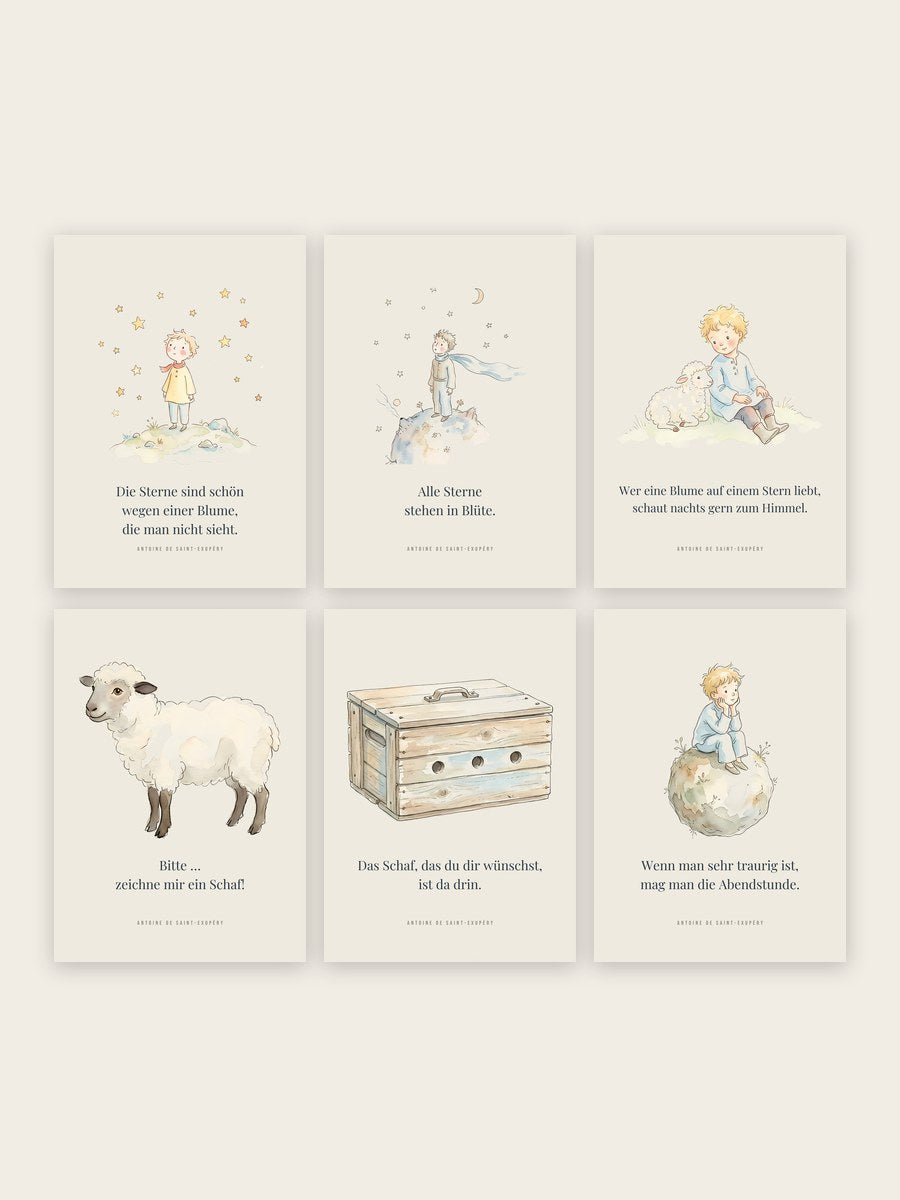 Kleiner Prinz 6er-Set – Sterne & Schaf