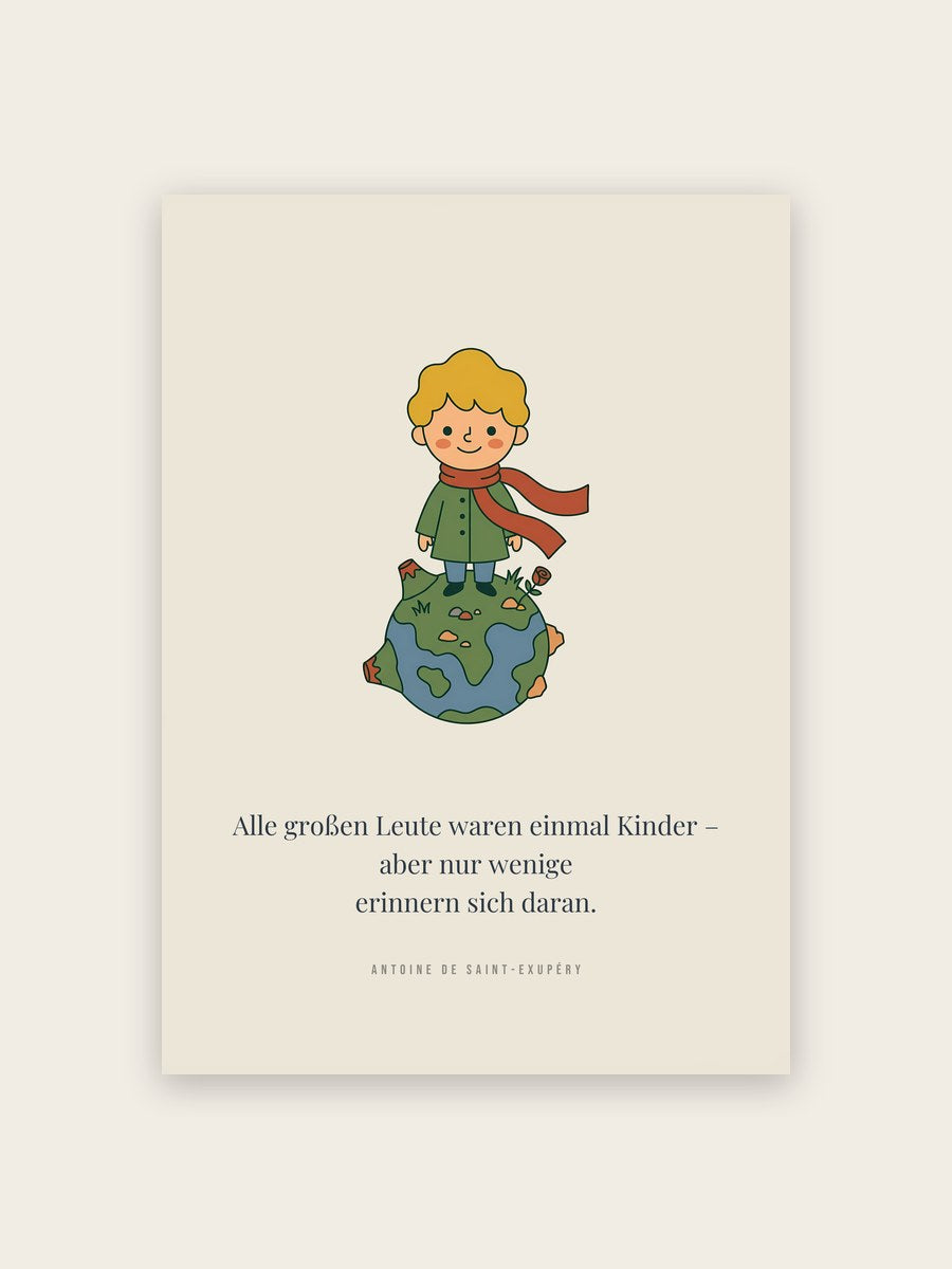 Poster Kinderzimmer Kleiner Junge auf dem Planeten
