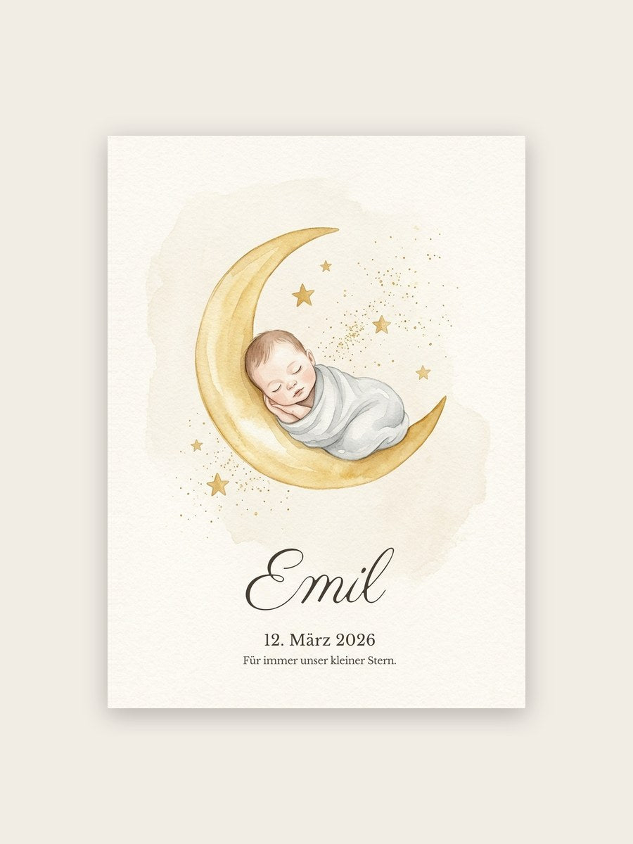 Sternenkind – Mond-Baby Aquarell