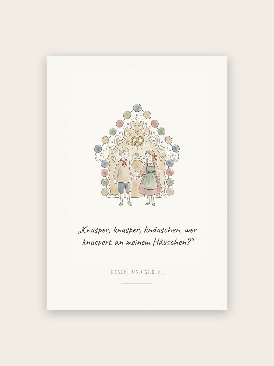 Hänsel und Gretel – Märchenbild mit Zitat