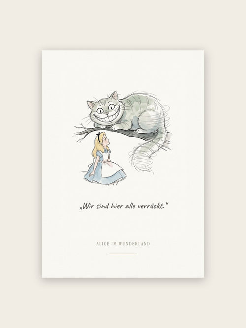 Alice im Wunderland – Grinsekatze Kinderzimmer Bild mit Zitat