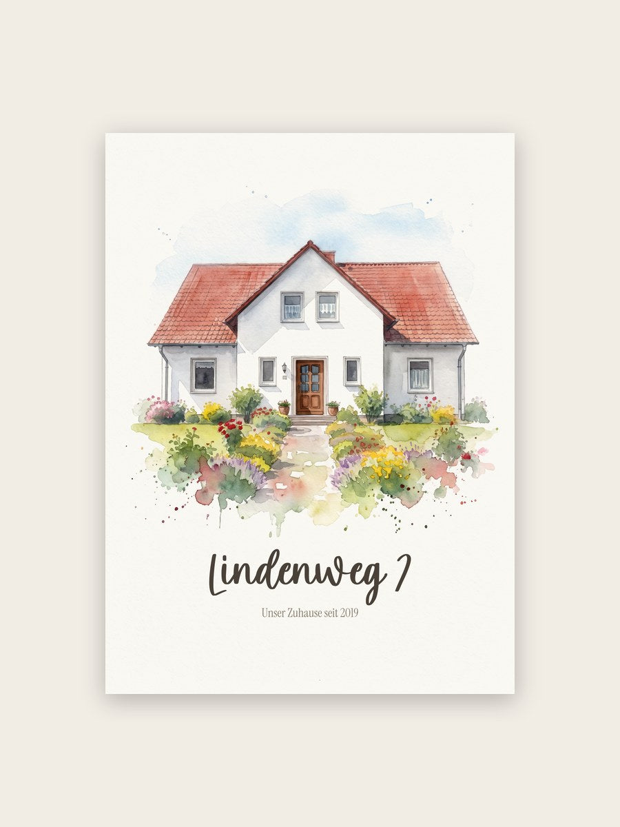 Haus-Portrait vom Foto – Aquarell