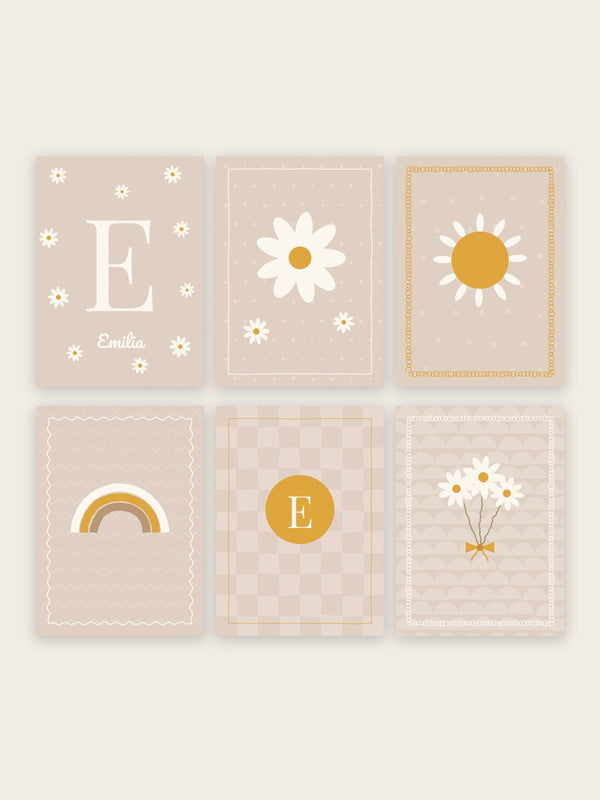 Namensposter 6er-Set „Margeriten“