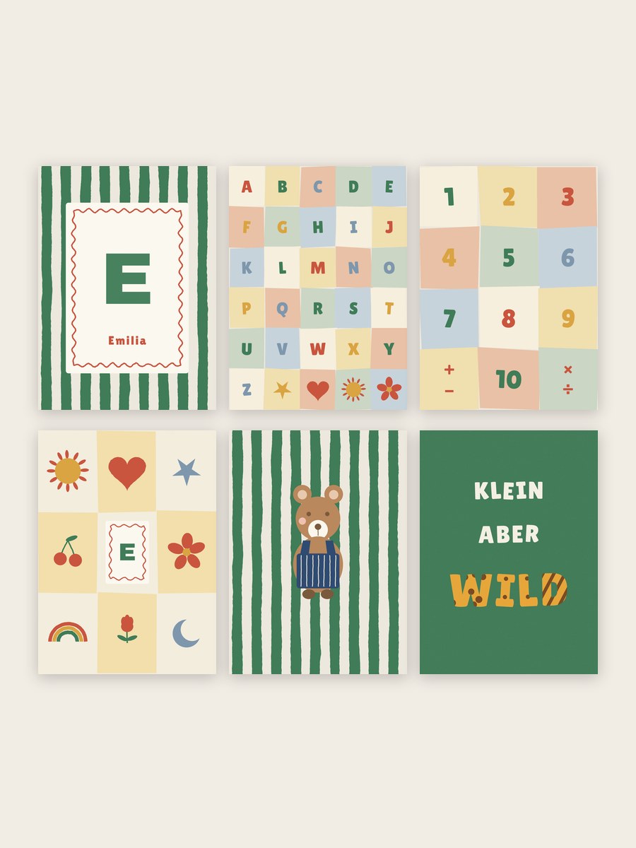 Namensposter 6er-Set „ABC & Bär“