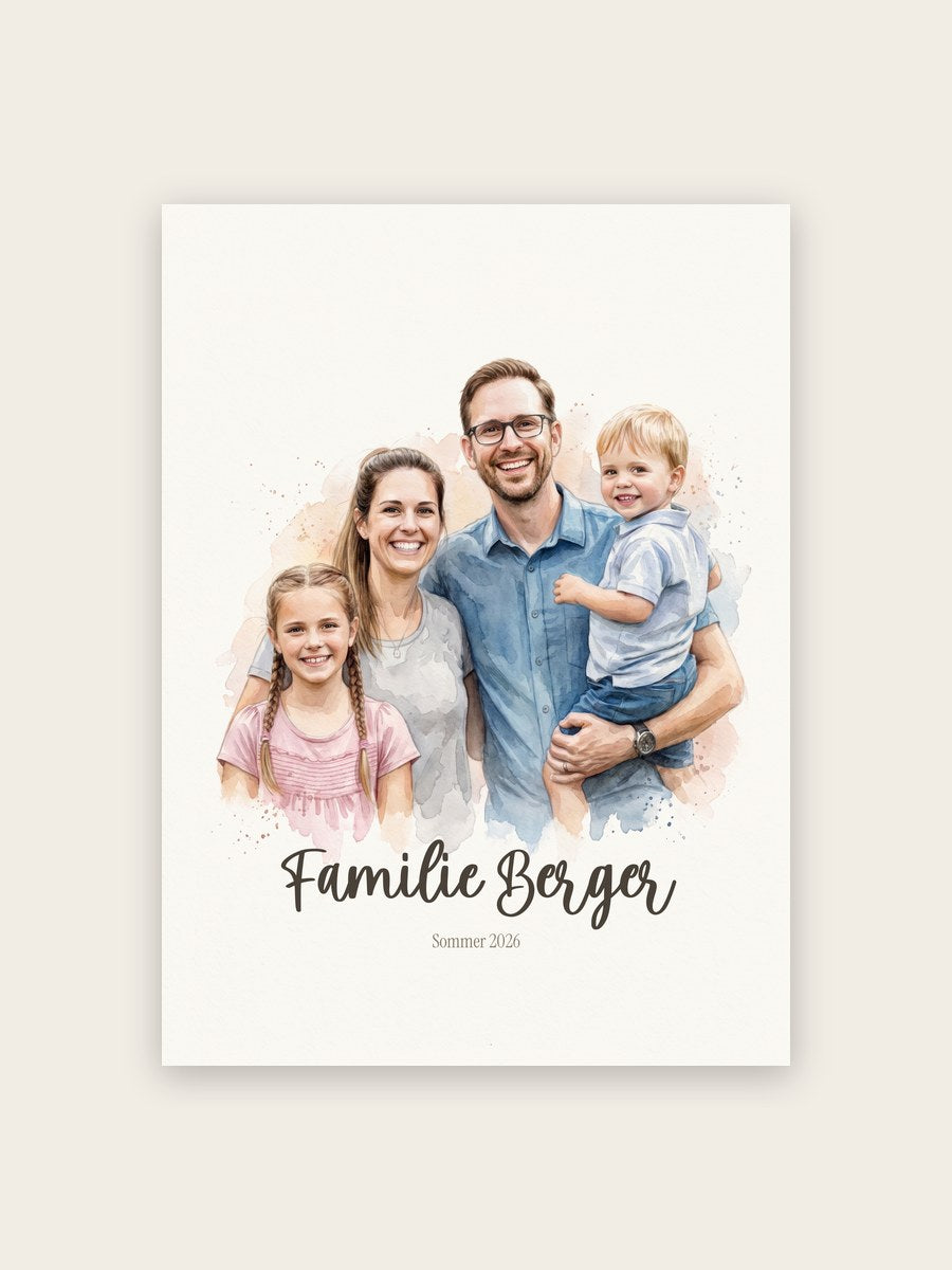 Aquarell-Portrait vom Foto – Paar, Familie & Einzelperson – weiteres Beispiel