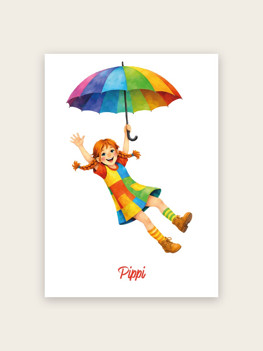 Pippi mit Regenschirm