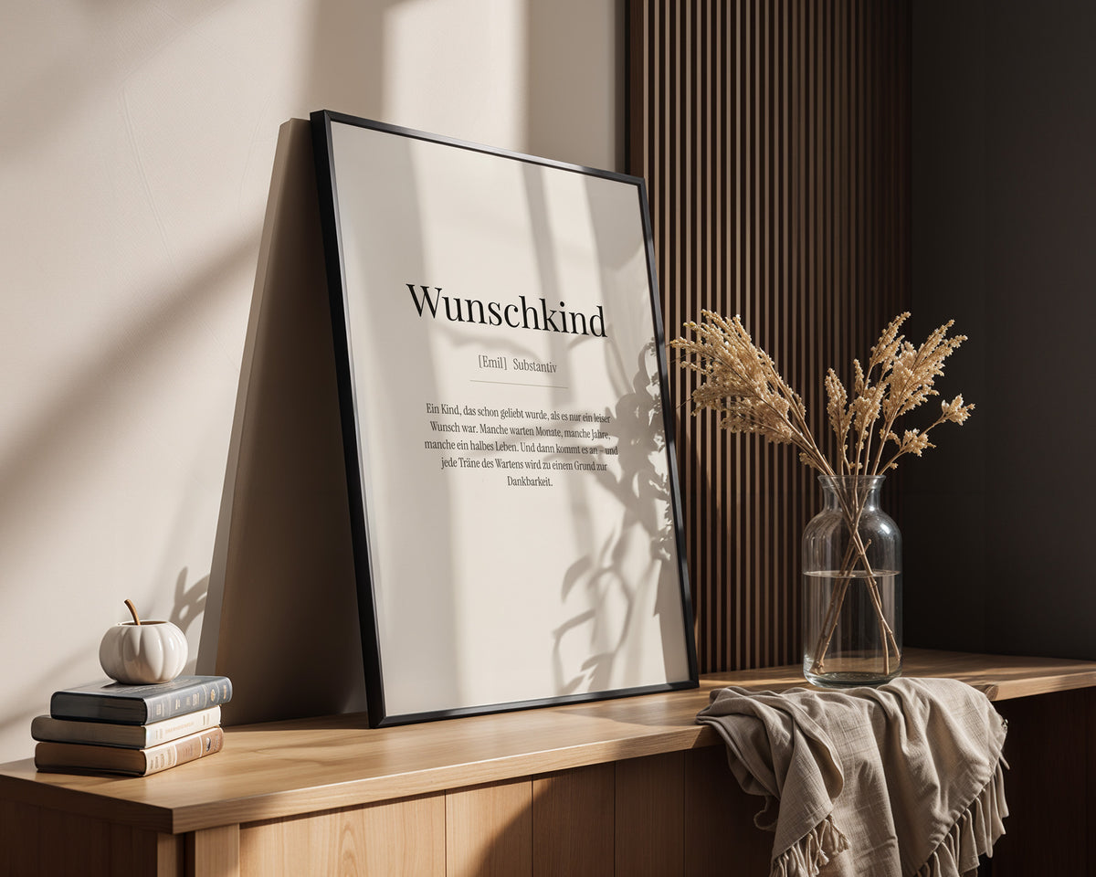 Wunschkind – gerahmtes Poster an der Wand