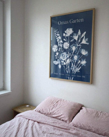 Beispielfoto: Geburtsblumen Familienstrauß Blaupause (Variante 12) – Omas Garten mit Namen