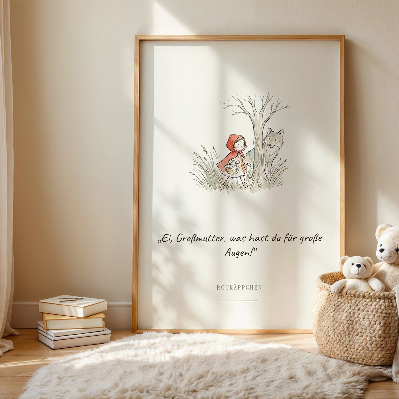 Rotkäppchen – Märchenbild mit Zitat