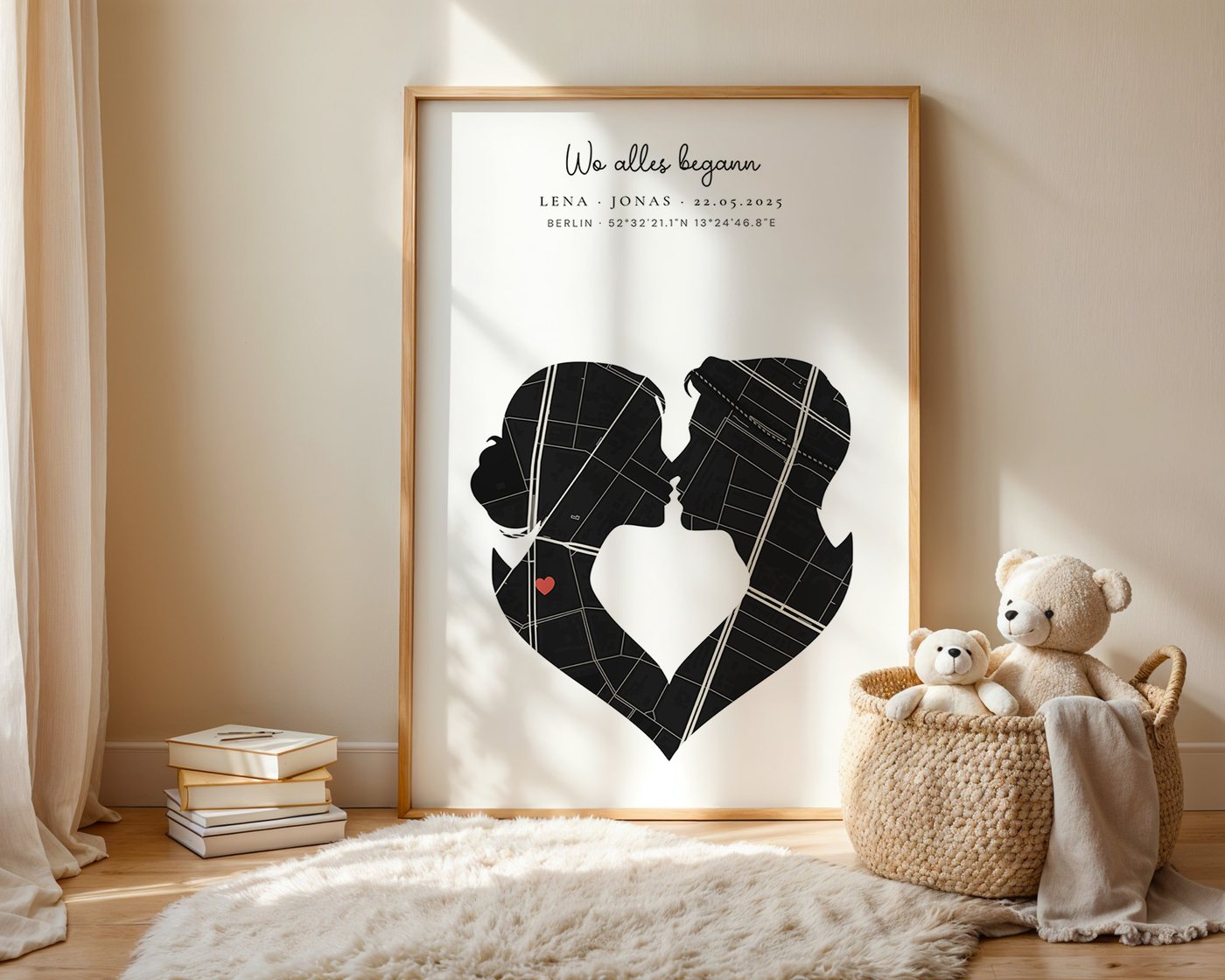 Map poster "Paar-Silhouette"