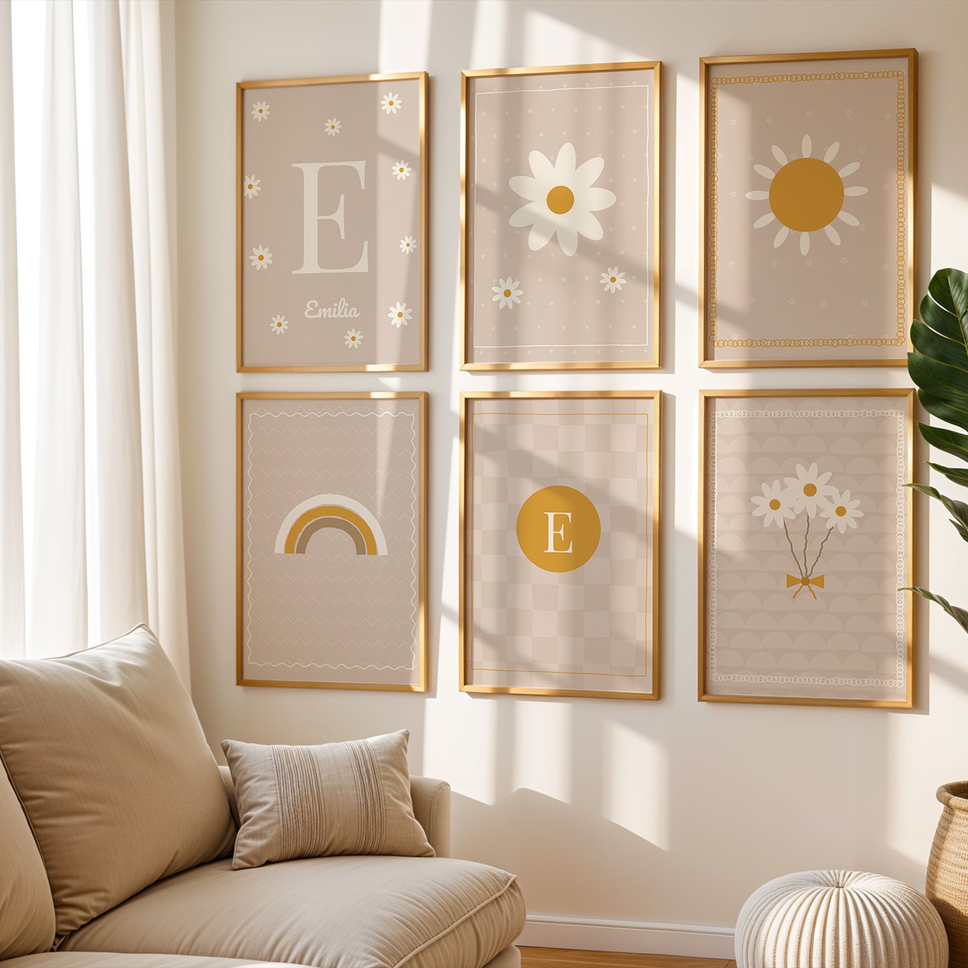 Set of 6 name posters „Margeriten“ (Daisies)
