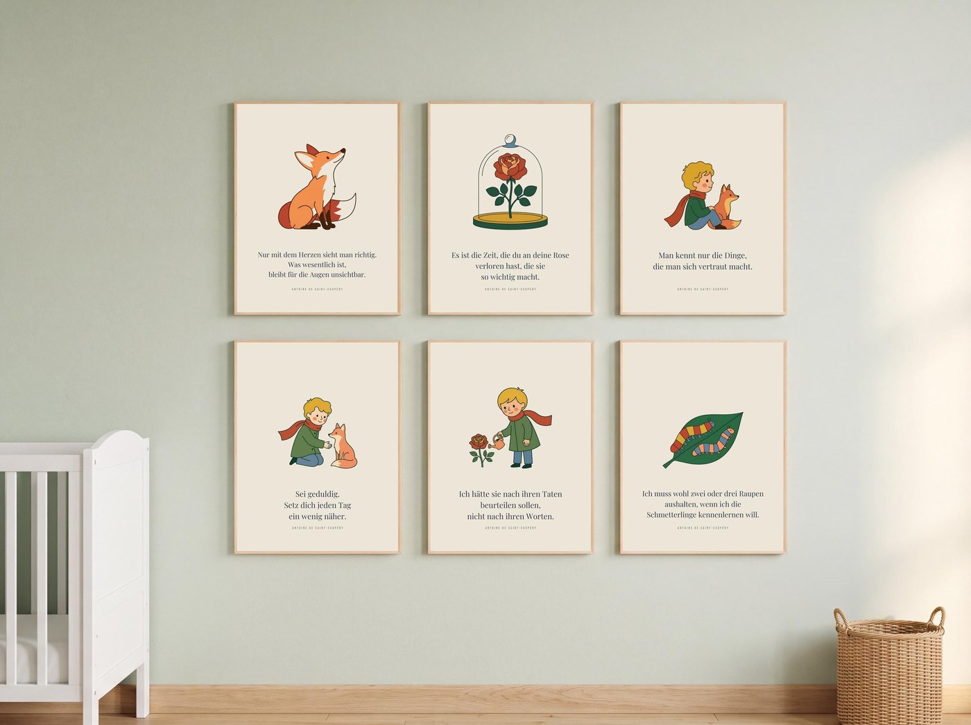 Kleiner Prinz 6er-Set – Fuchs & Rose – inspiriert von Der kleine Prinz Ansicht 2
