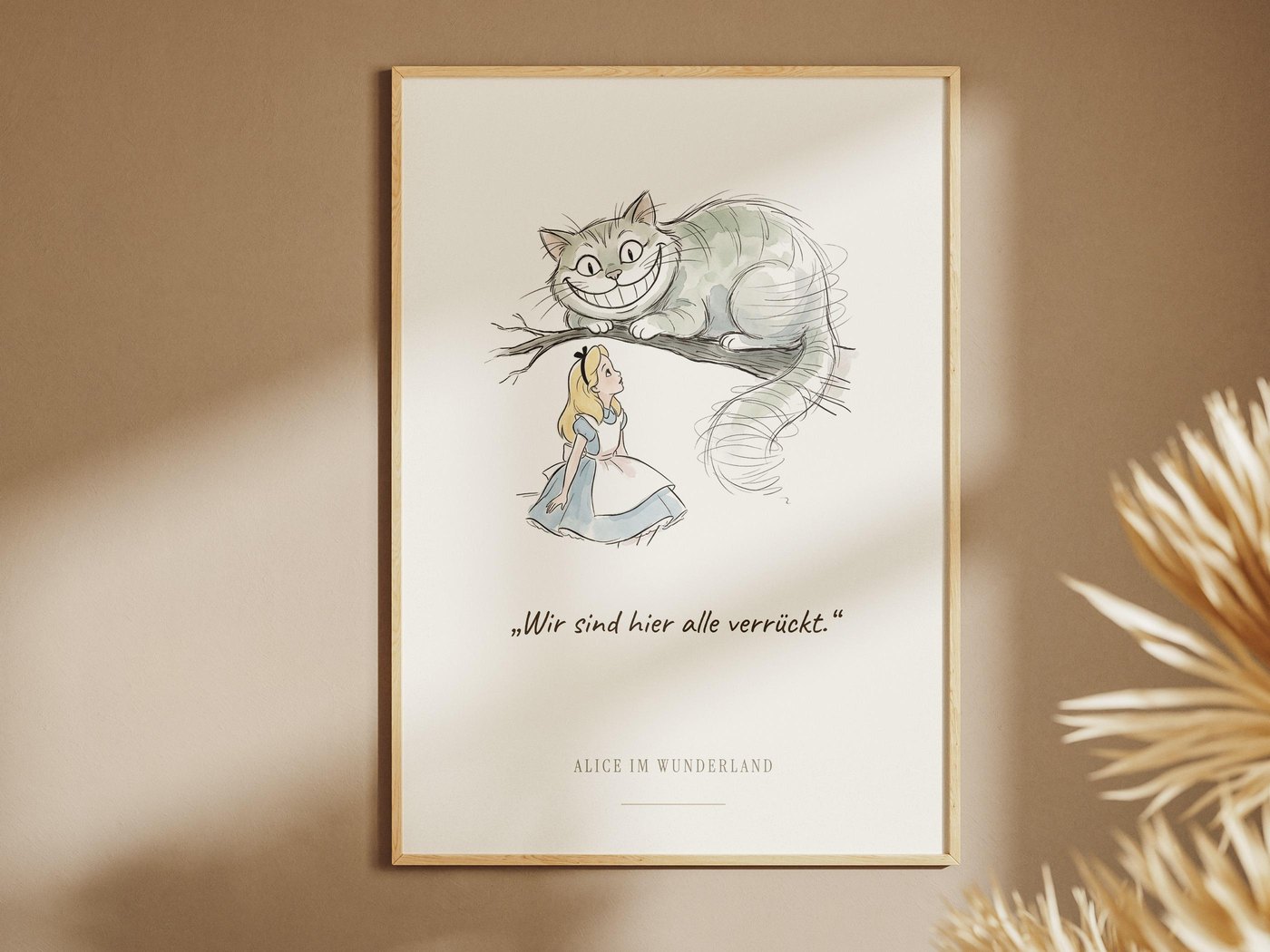 Alice im Wunderland – Grinsekatze Kinderzimmer Bild mit Zitat Ansicht 2