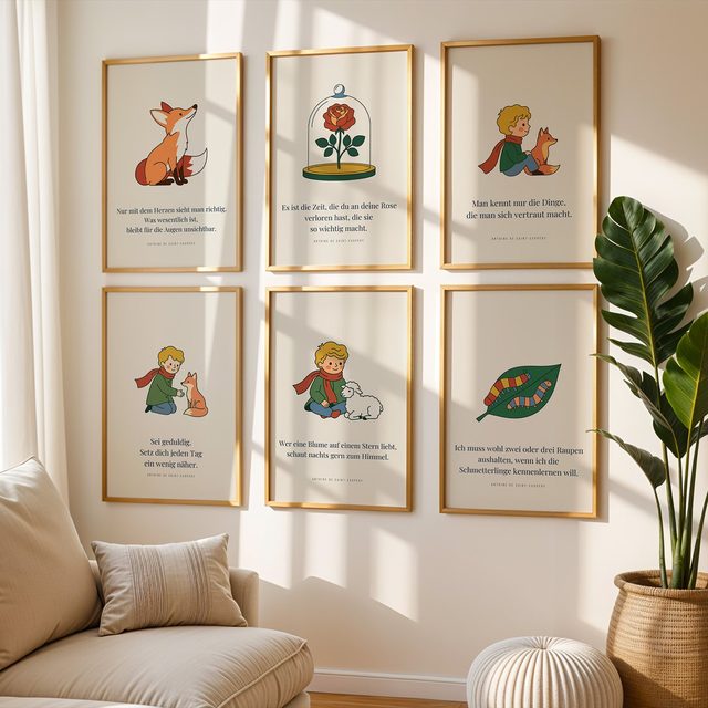 Kleiner Prinz 6er-Set – Fuchs & Rose – inspiriert von Der kleine Prinz im Kinderzimmer