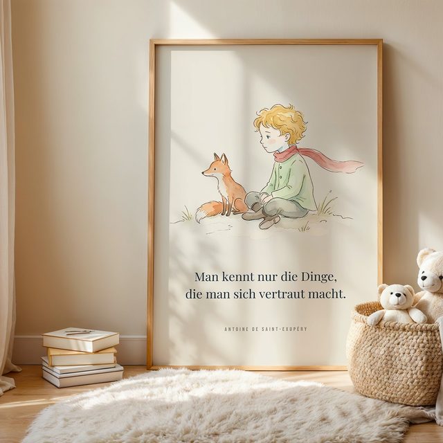 Poster Kinderzimmer Junge und Fuchs im Kinderzimmer