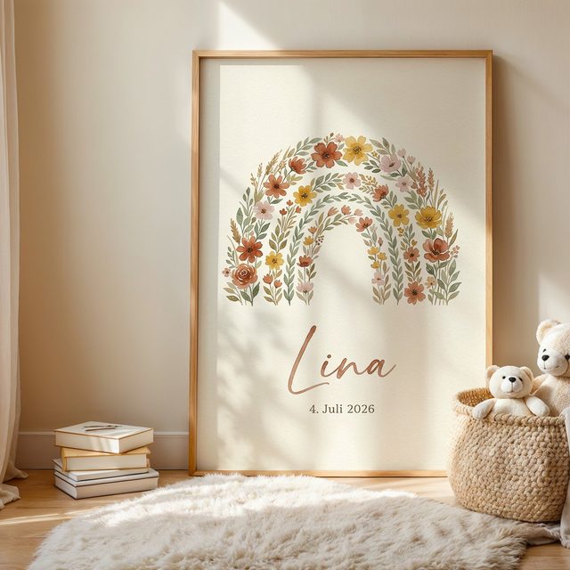 Regenbogenbaby – Blumen-Regenbogen im Kinderzimmer