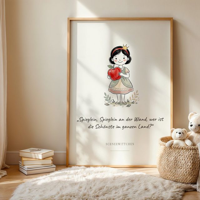 Schneewittchen – Märchenbild mit Zitat Spieglein im Kinderzimmer