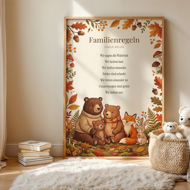 Hausregeln Waldtiere im Kinderzimmer