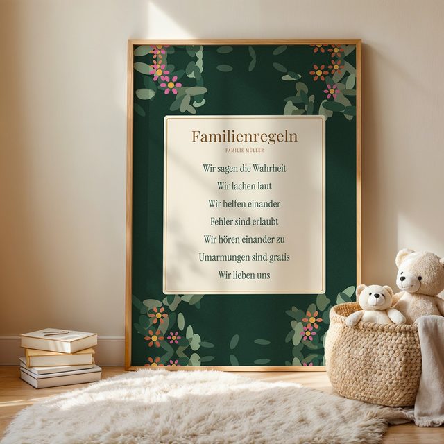 Hausregeln mit Familienname im Kinderzimmer