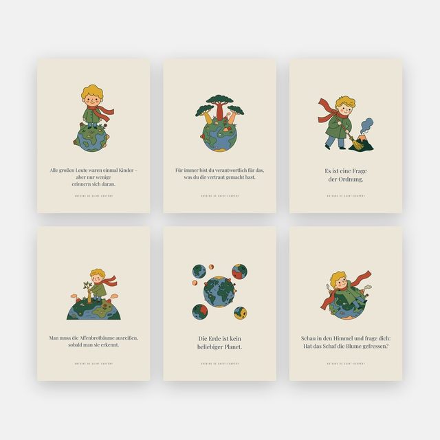 Kleiner Prinz 6er-Set – Kleiner Planet – Motiv