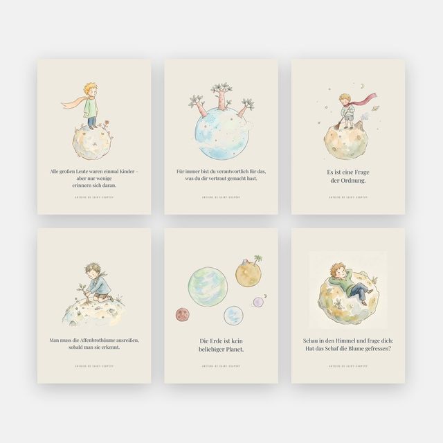 „Kleiner Prinz“ set of 6 – Little Planet – inspired by The Little Prince – design