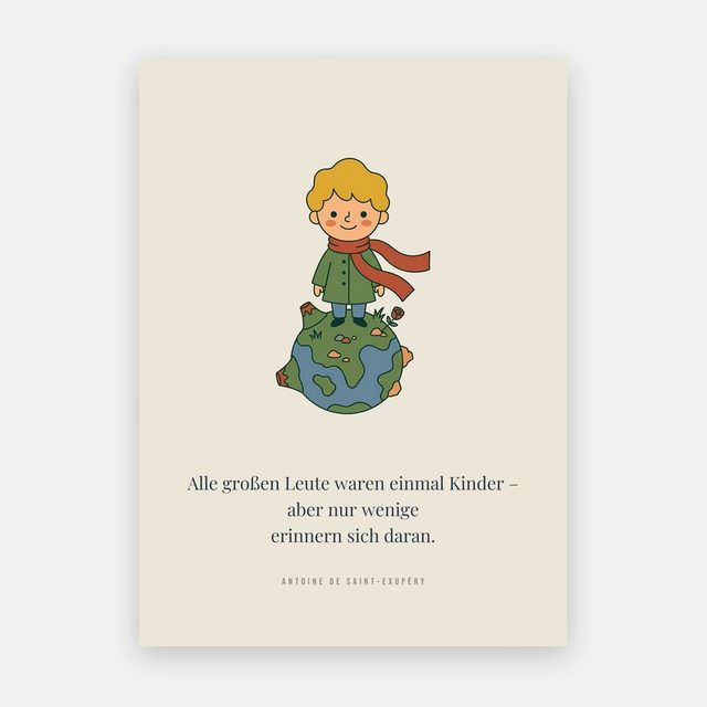 Poster Kinderzimmer Kleiner Junge auf dem Planeten – Motiv
