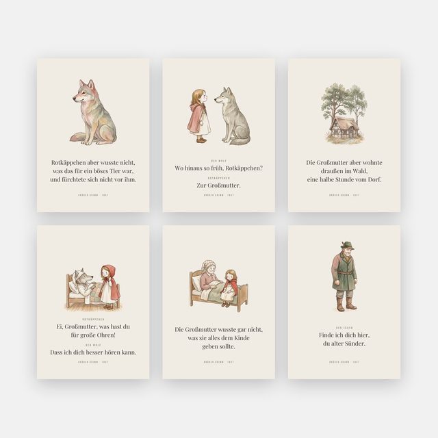 Rotkäppchen 6er-Set – Der Wolf – Motiv