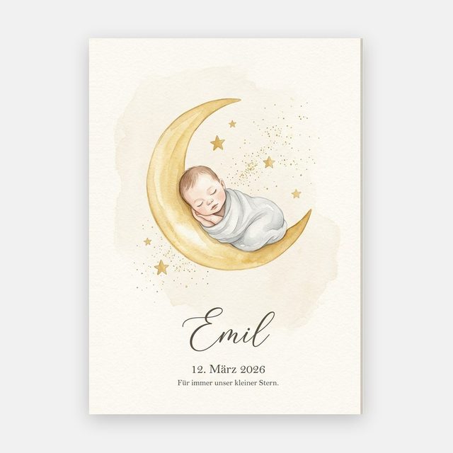 Sternenkind – Mond-Baby Aquarell – Motiv