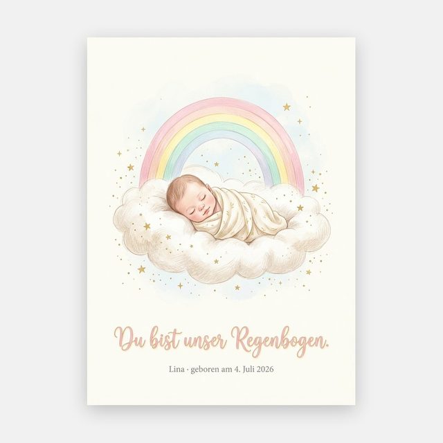 Regenbogenbaby – Baby auf der Wolke – Motiv