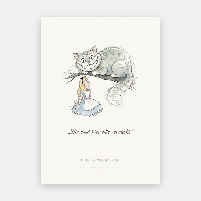 Alice im Wunderland – Grinsekatze Kinderzimmer Bild mit Zitat – Motiv