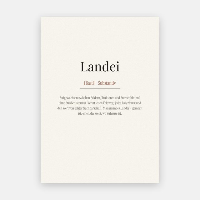„Landei“ (Definition - country bumpkin) – design