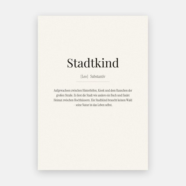 „Stadtkind“ (Definition - city child) – design