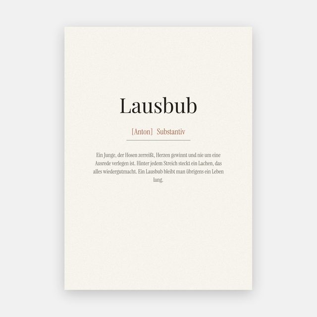 "Lausbub" (Definition) – design