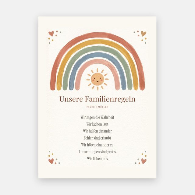 Hausregeln Boho Regenbogen – Motiv