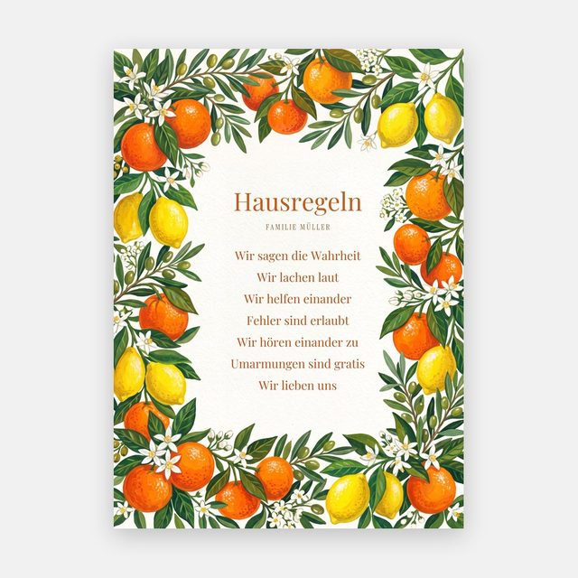 Hausregeln Zitrus – Motiv