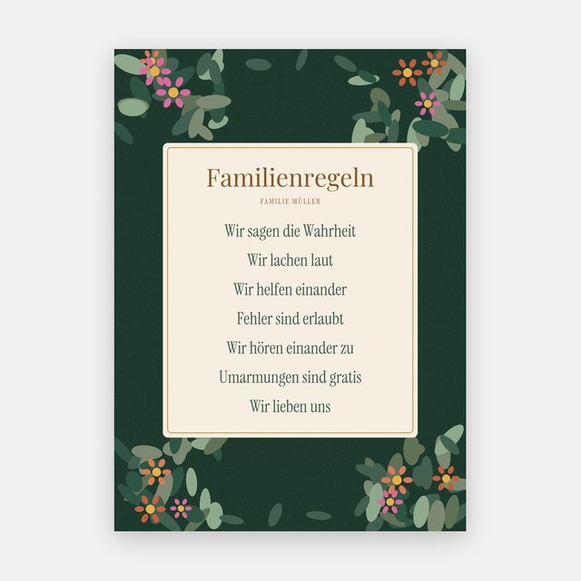 Hausregeln mit Familienname – Motiv