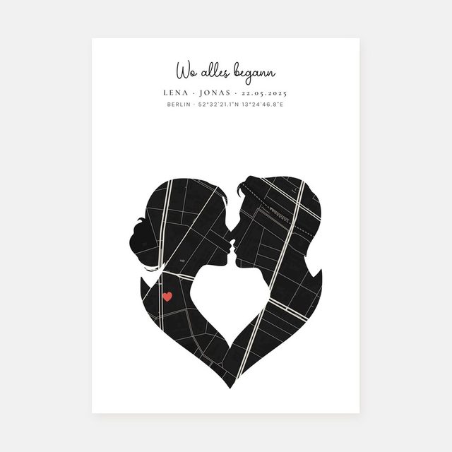 Map poster "Paar-Silhouette" – design